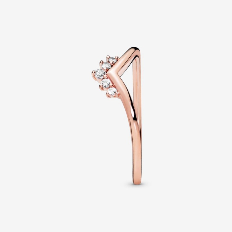 Rose Gold Plated Pandora Tiara Wishbone Heart & Promise Rings | LGTHIY-165