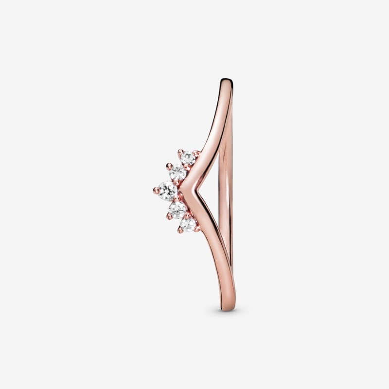 Rose Gold Plated Pandora Tiara Wishbone Heart & Promise Rings | LGTHIY-165