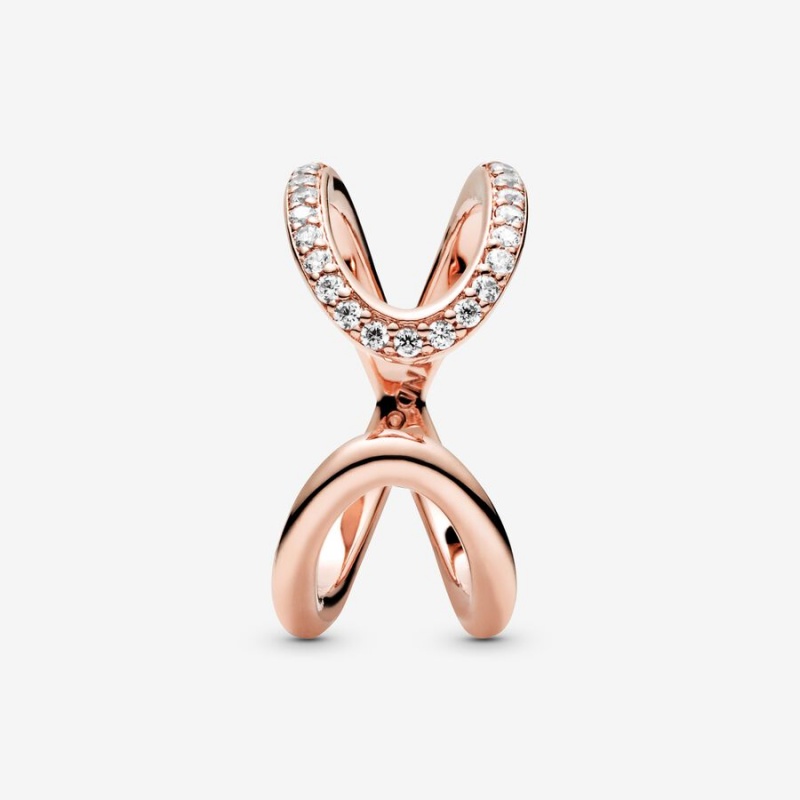 Rose Gold Plated Pandora Wrapped Open Infinity Statement Rings | AJCTXH-327