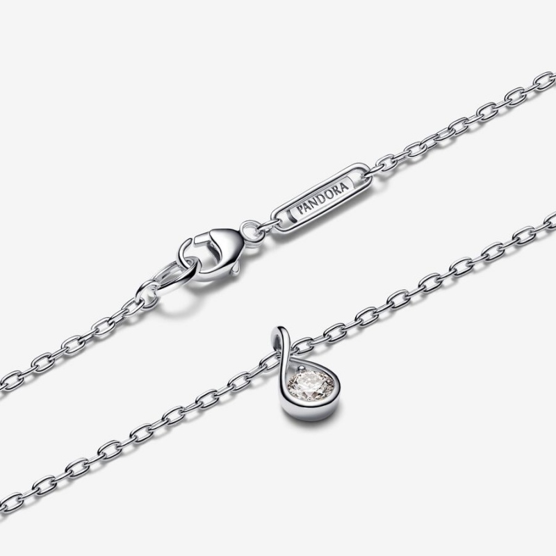 Sterling Silver Pandora Brilliance 0.15 ct tw Necklaces | FDETMJ-107