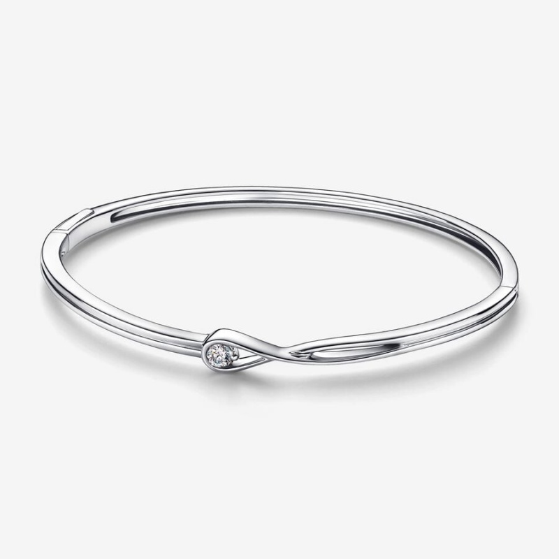 Sterling Silver Pandora Brilliance 0.15 ct tw Bangle Bracelets | GETCXA-054