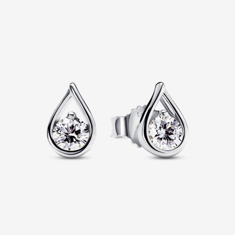 Sterling Silver Pandora Brilliance 0.50 ct tw Earrings | HIQNWY-692