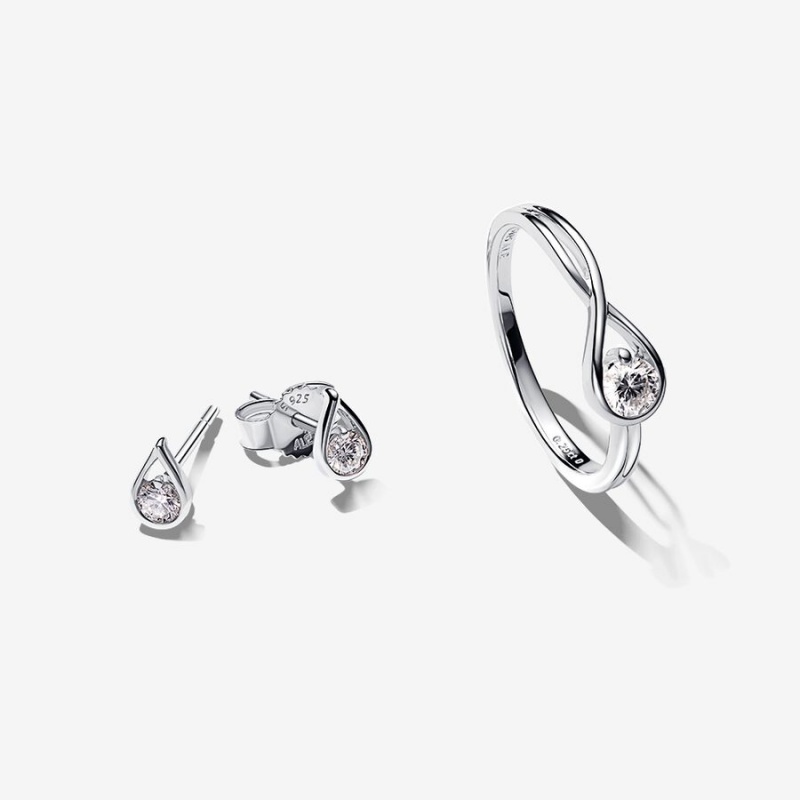 Sterling Silver Pandora Brilliance 0.50 ct tw Double Lab-created Diamond Styled Sets | KVHCWT-752