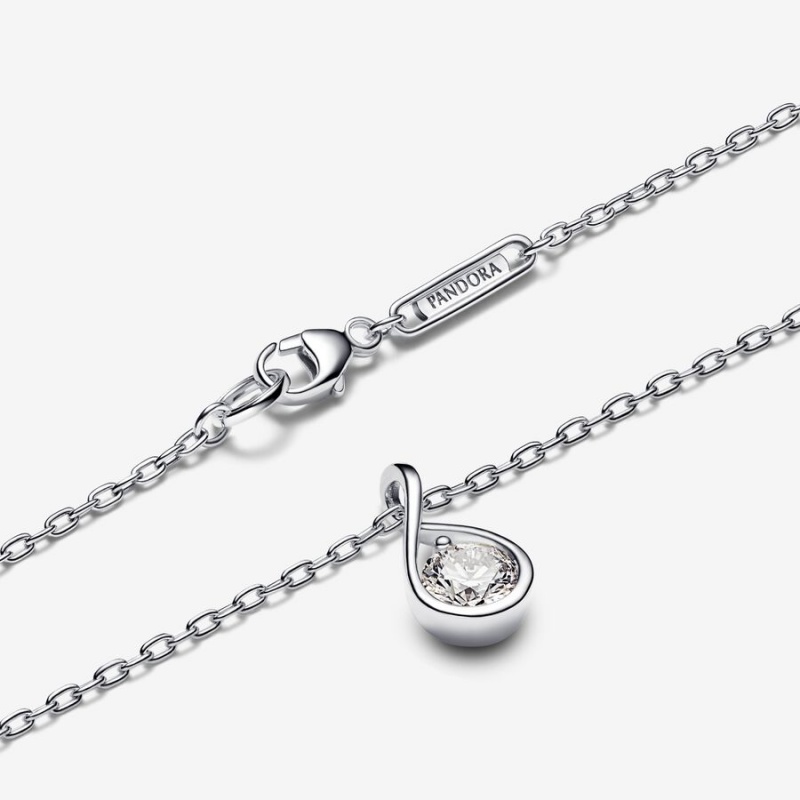 Sterling Silver Pandora Brilliance Lab-created 0.50 ct tw Diamond Lab-Created Diamond Necklaces | WGQNDM-942