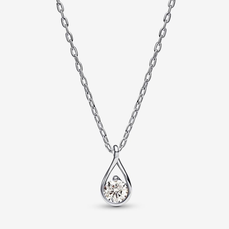 Sterling Silver Pandora Brilliance Lab-created 0.50 ct tw Diamond Lab-Created Diamond Necklaces | WGQNDM-942