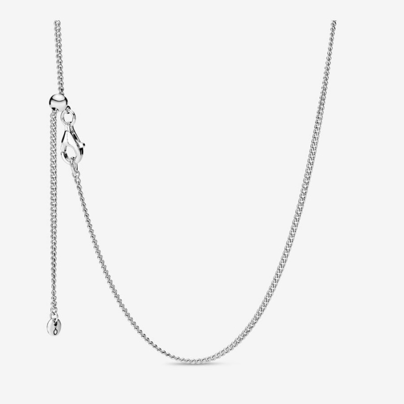 Sterling Silver Pandora Curb Chain Necklaces | DVGBOJ-061