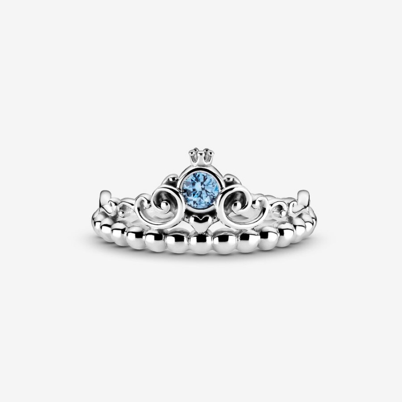 Sterling Silver Pandora Disney Cinderella Blue Tiara Heart & Promise Rings | AOJRFW-152