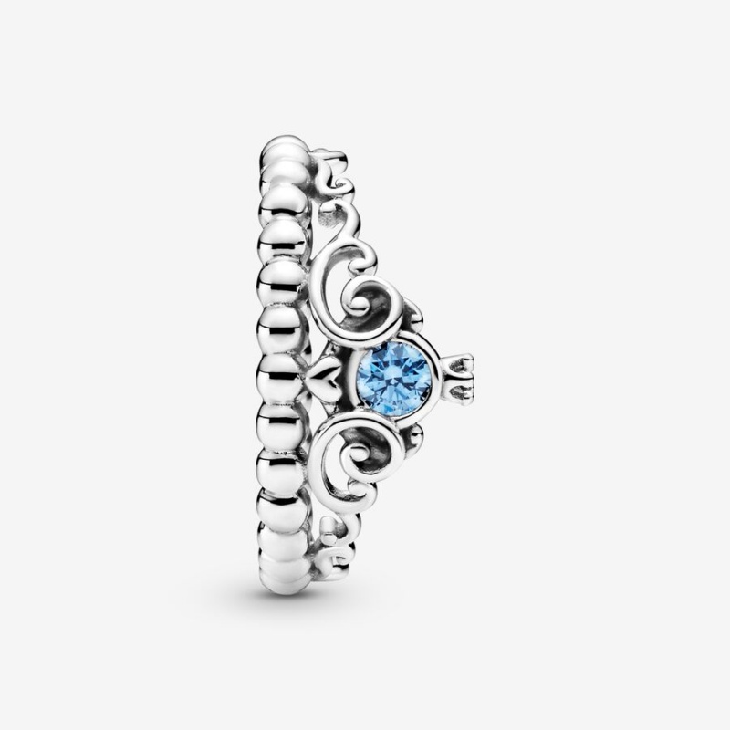 Sterling Silver Pandora Disney Cinderella Blue Tiara Heart & Promise Rings | AOJRFW-152