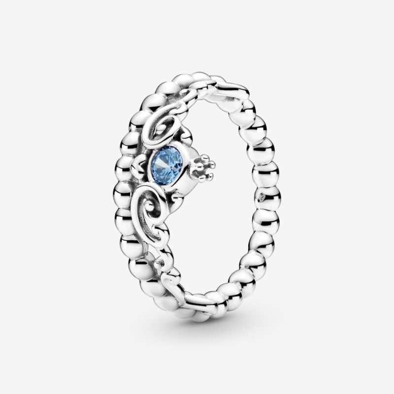 Sterling Silver Pandora Disney Cinderella Blue Tiara Heart & Promise Rings | AOJRFW-152