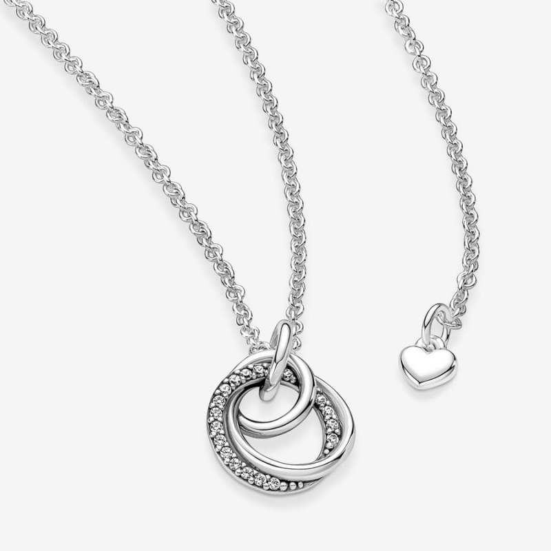 Sterling Silver Pandora Family Always Encircled Pendant Necklaces | YDQOSI-974