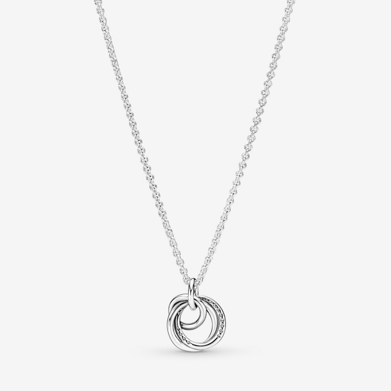 Sterling Silver Pandora Family Always Encircled Pendant Necklaces | YDQOSI-974