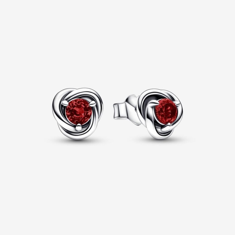 Sterling Silver Pandora January Red Eternity Circles Stud Earrings | MNFPKG-481