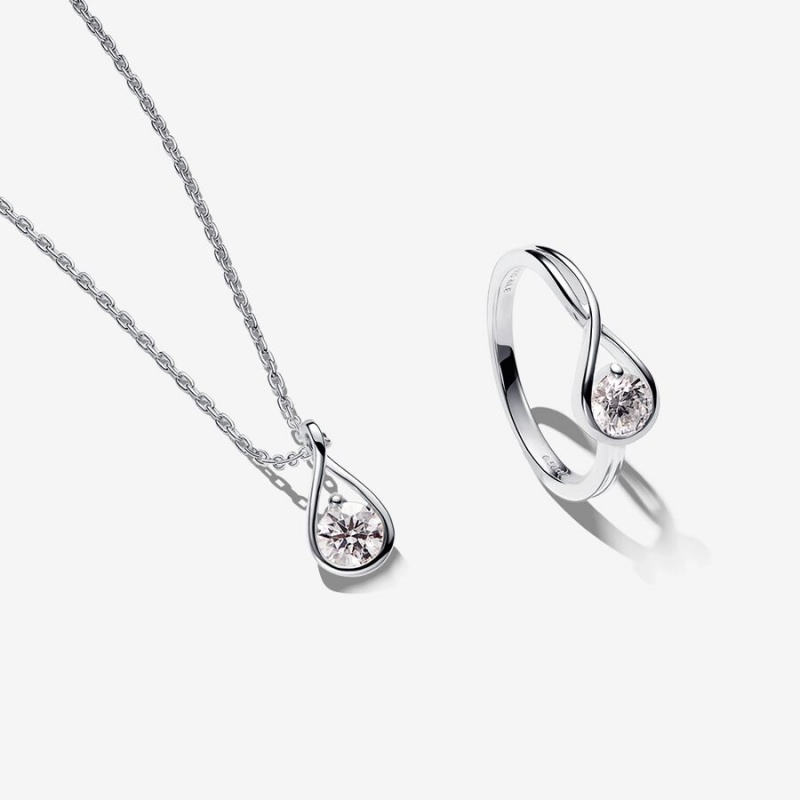 Sterling Silver Pandora Lab-created Diamond Styled Sets | PNIMVC-741