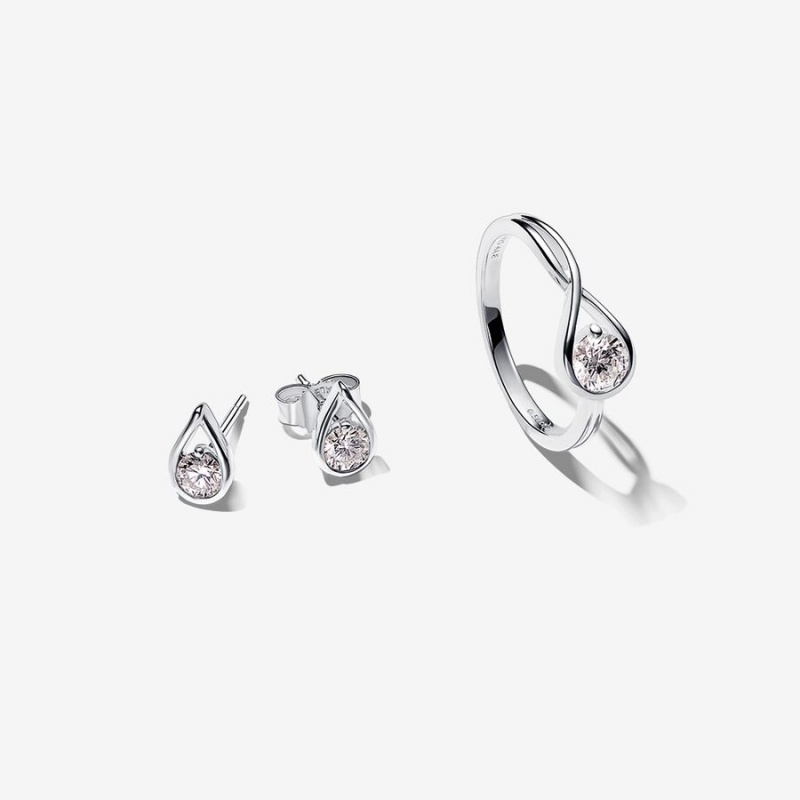 Sterling Silver Pandora Lab-created Diamond Styled Sets | JELBYV-180