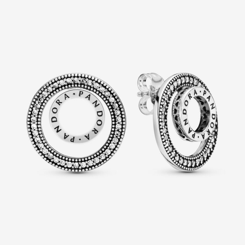 Sterling Silver Pandora Logo Circles Stud Earrings | VIRGQD-749