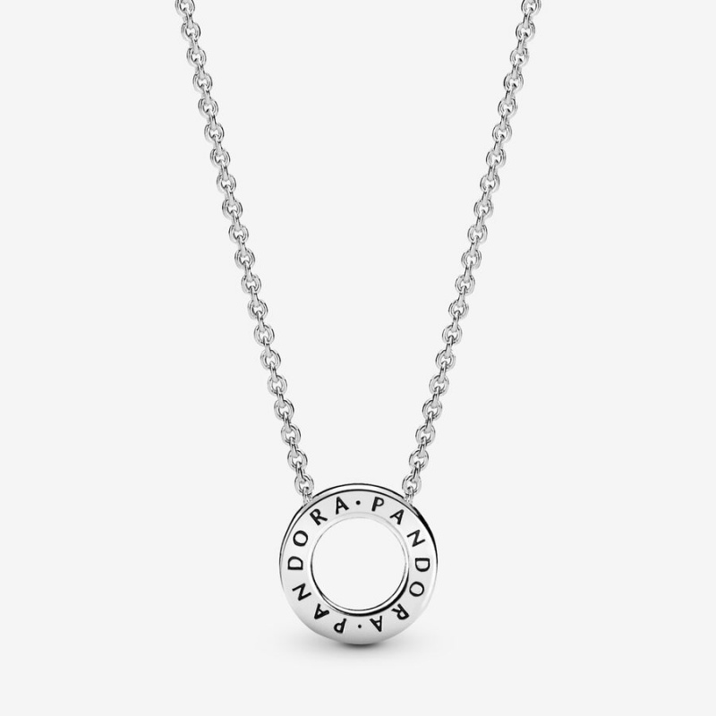 Sterling Silver Pandora Logo Pavé Circle Collier Chain Necklaces | RDBLPS-028