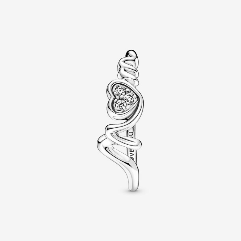 Sterling Silver Pandora Mom Pavé Statement Rings | DLHPIF-170