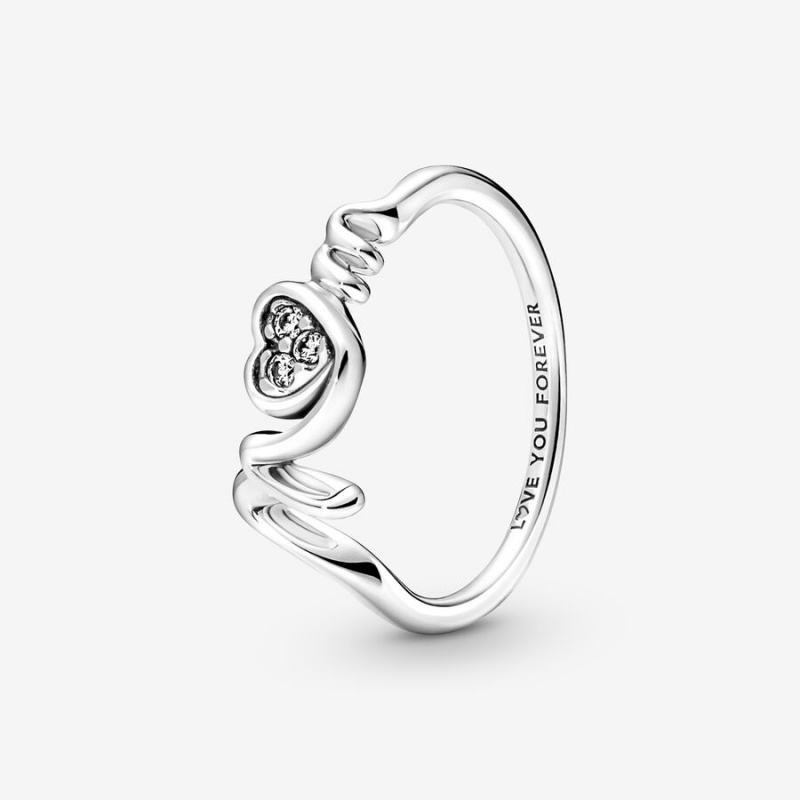 Sterling Silver Pandora Mom Pavé Statement Rings | DLHPIF-170