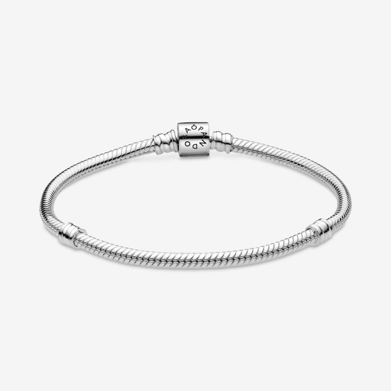 Sterling Silver Pandora Moments Barrel Clasp Snake Charm Bracelets | BJLMST-017