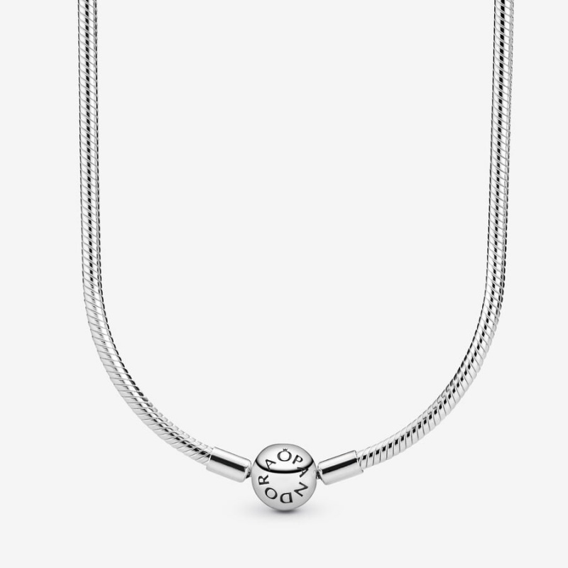 Sterling Silver Pandora Moments Snake Chain Necklaces | ZIHYJX-627