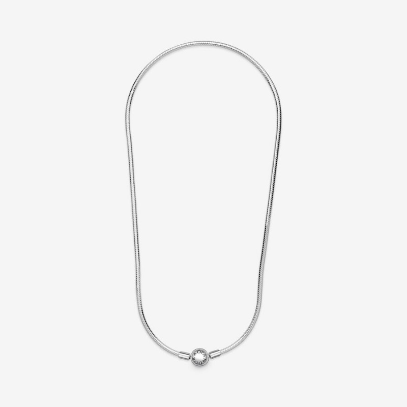 Sterling Silver Pandora Moments Snake Chain Necklaces | ZIHYJX-627