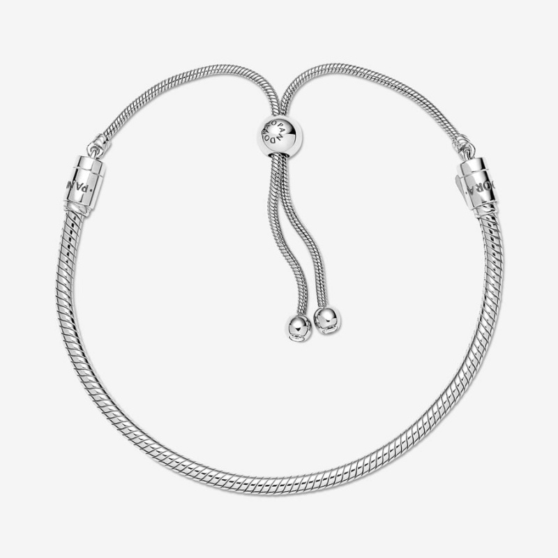 Sterling Silver Pandora Moments Snake Slider Charm Bracelets | AFRVDJ-310