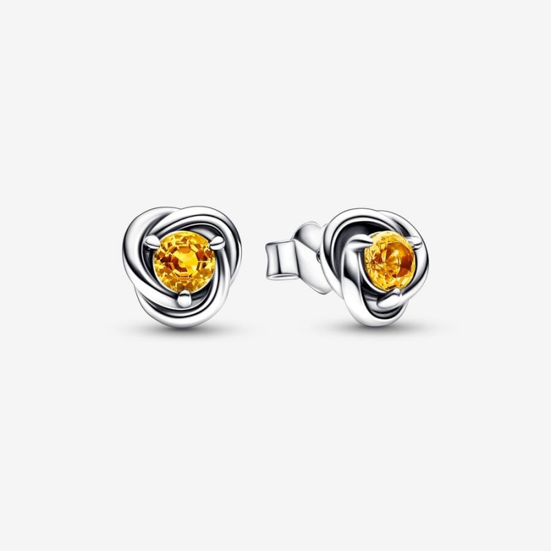 Sterling Silver Pandora November Honey Eternity Circles Stud Earrings | JGYICH-803