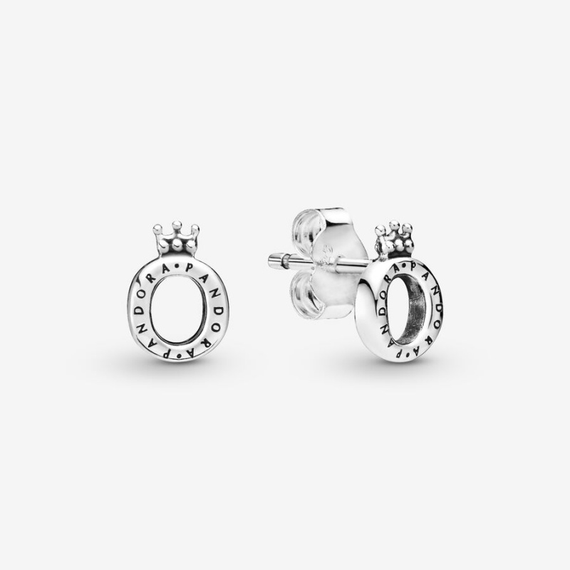 Sterling Silver Pandora Polished Crown Os Stud Earrings | DNSJGO-138