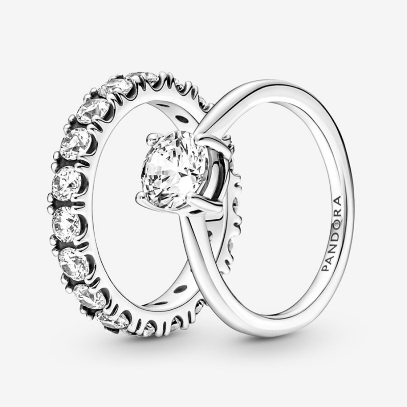 Sterling Silver Pandora Ring Sets | DVJOUG-927