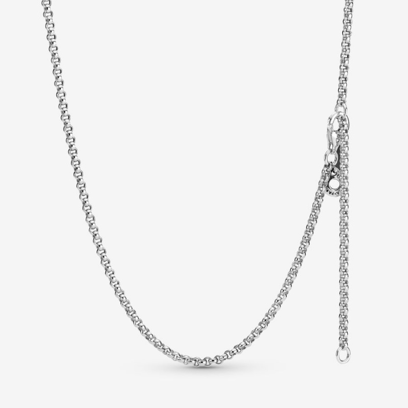 Sterling Silver Pandora Rolo Chain Necklaces | TWBIYN-524