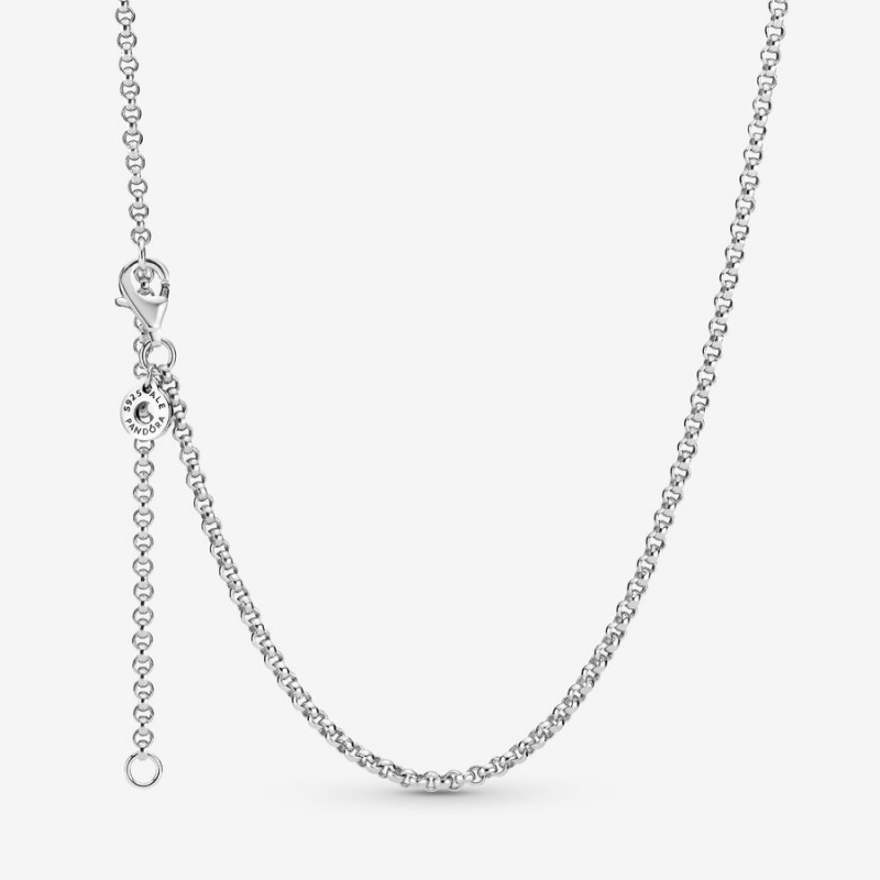 Sterling Silver Pandora Rolo Chain Necklaces | TWBIYN-524