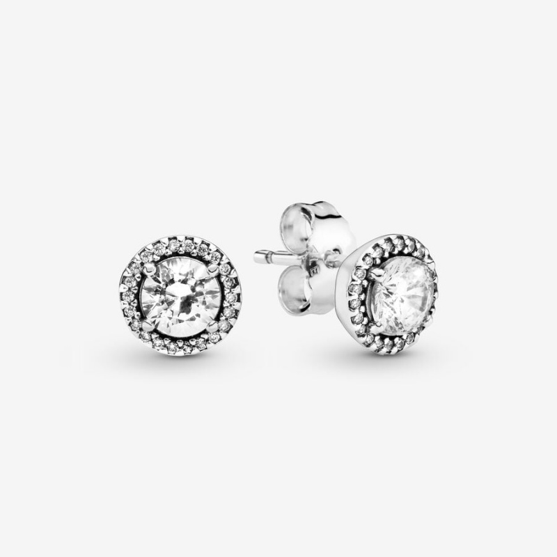 Sterling Silver Pandora Round Sparkles Stud Earrings | RQJPMZ-132