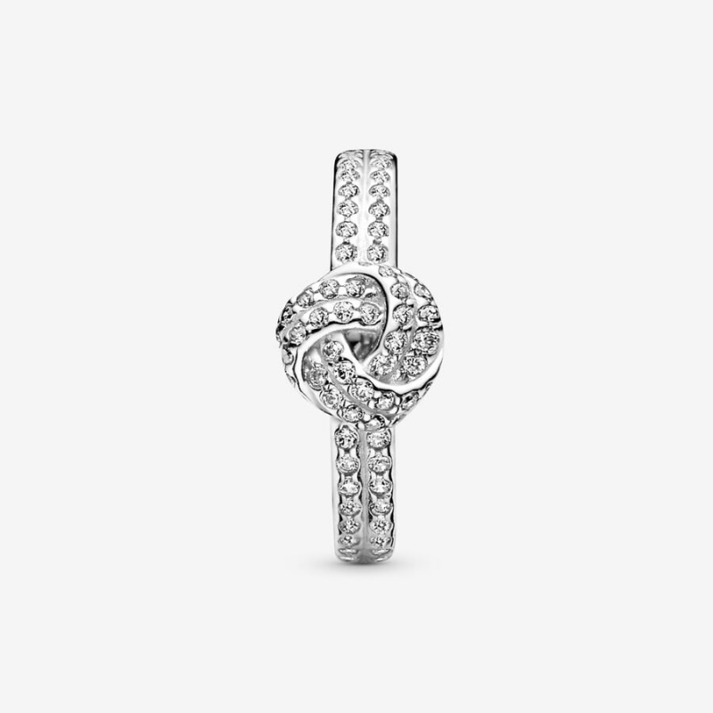 Sterling Silver Pandora Shimmering Knot Heart & Promise Rings | QRNPKJ-423