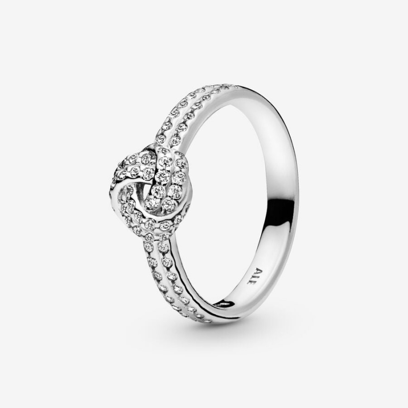 Sterling Silver Pandora Shimmering Knot Heart & Promise Rings | QRNPKJ-423