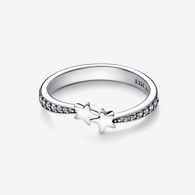 Sterling Silver Pandora Shooting Stars Sparkling Stackable Rings | BTHGOK-851