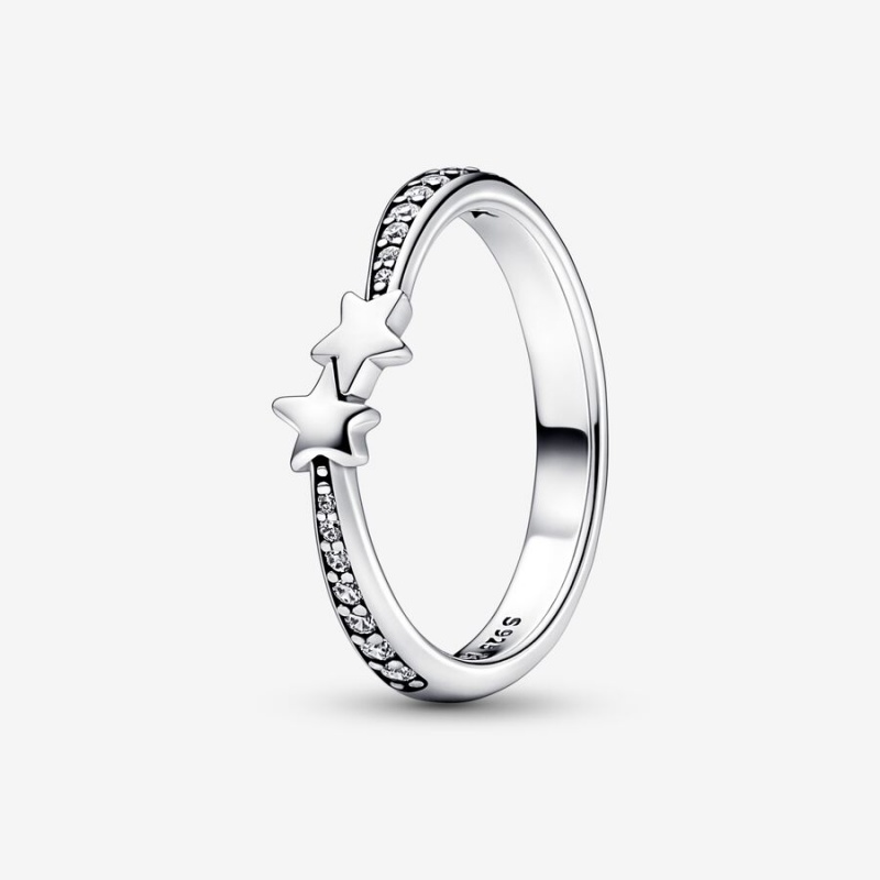 Sterling Silver Pandora Shooting Stars Sparkling Stackable Rings | BTHGOK-851