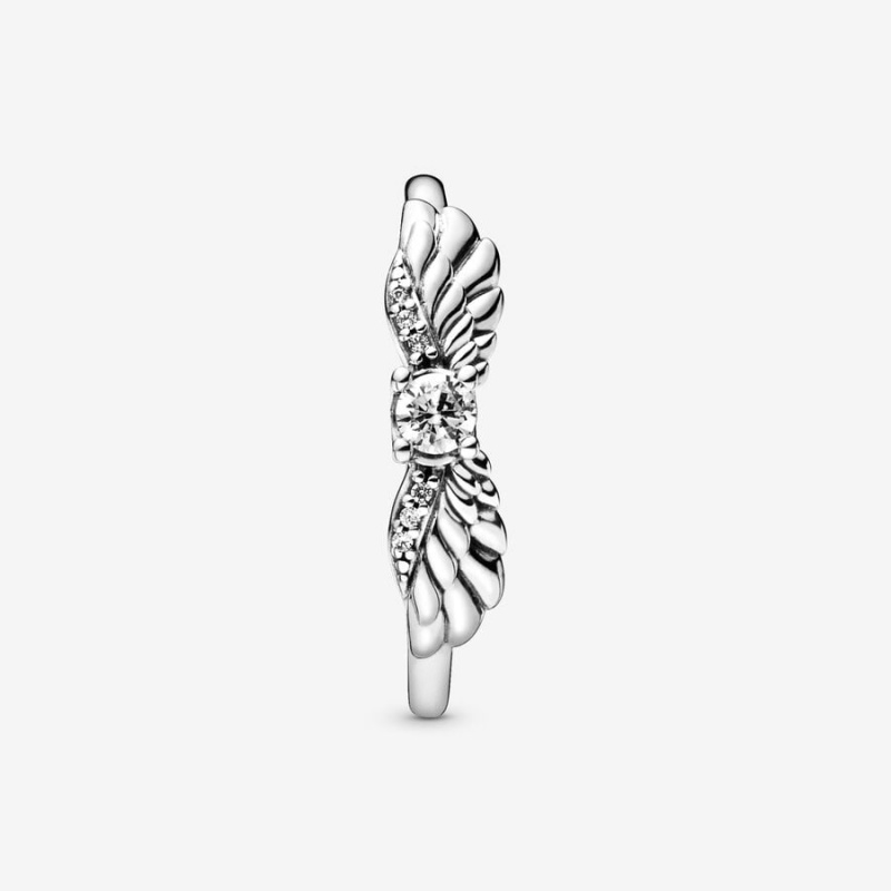 Sterling Silver Pandora Sparkling Angel Wings Statement Rings | POCFTE-678