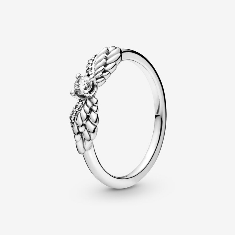 Sterling Silver Pandora Sparkling Angel Wings Statement Rings | POCFTE-678