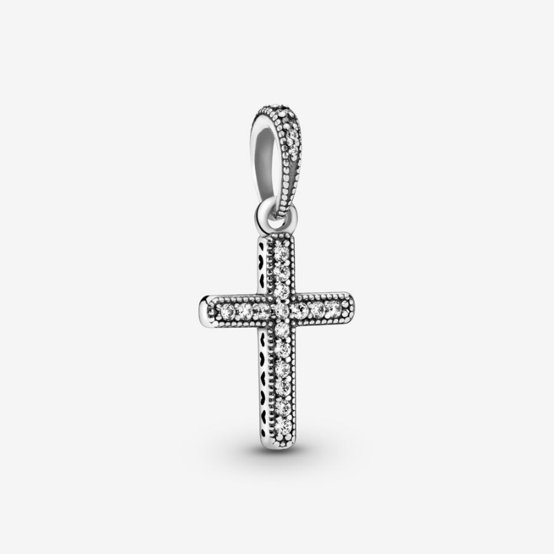 Sterling Silver Pandora Sparkling Cross Pendants | FAMUOQ-128