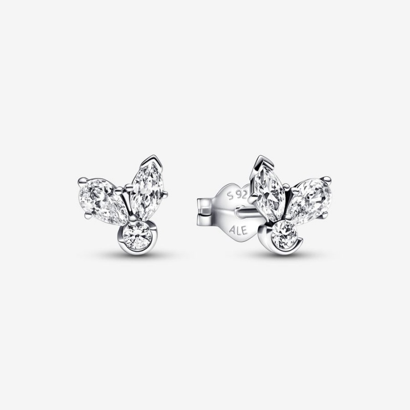 Sterling Silver Pandora Sparkling Herbarium Clusters Stud Earrings | WVTYFX-259