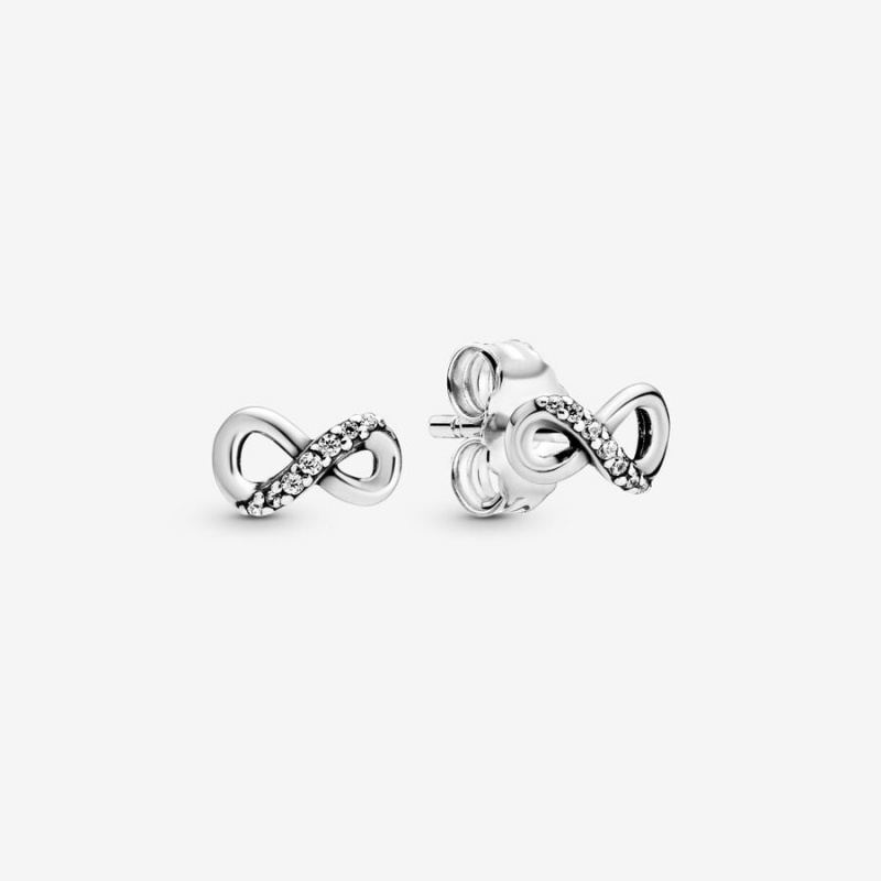 Sterling Silver Pandora Sparkling Infinitys Stud Earrings | VUQLHZ-970