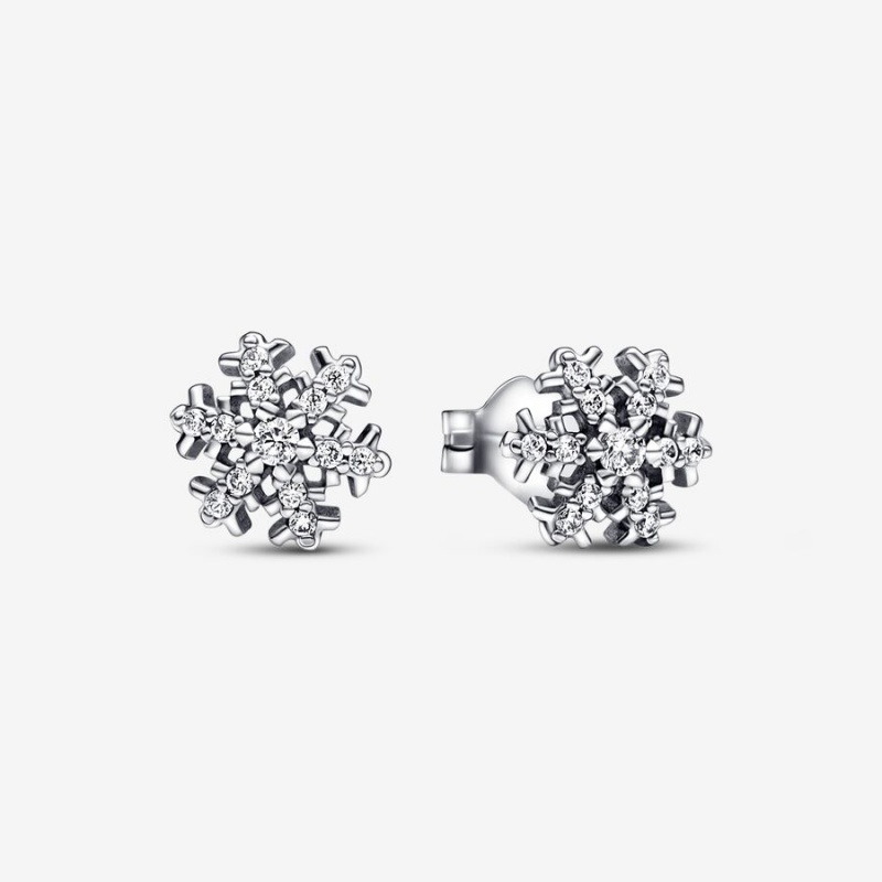 Sterling Silver Pandora Sparkling Snowflakes Stud Earrings | RAGUCQ-569