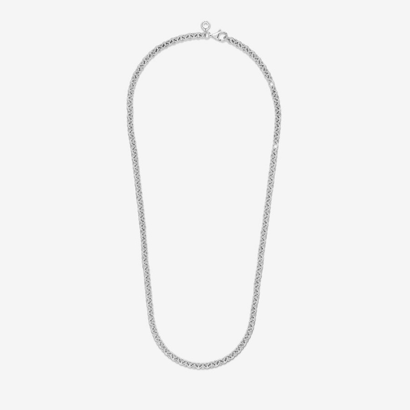 Sterling Silver Pandora Thick Cable Chain Necklaces | ECJNYF-295