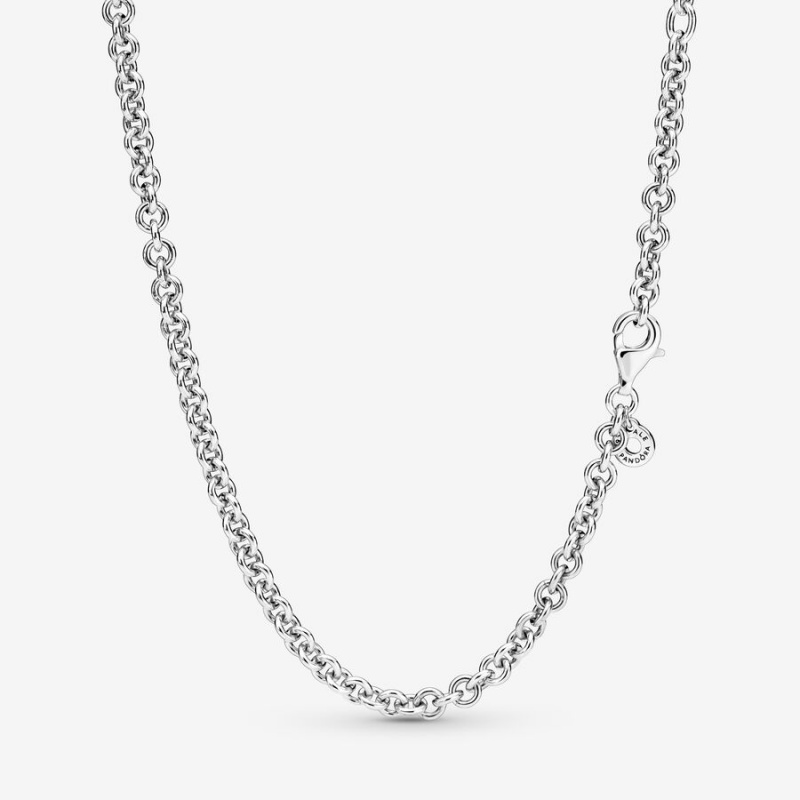 Sterling Silver Pandora Thick Cable Chain Necklaces | ECJNYF-295