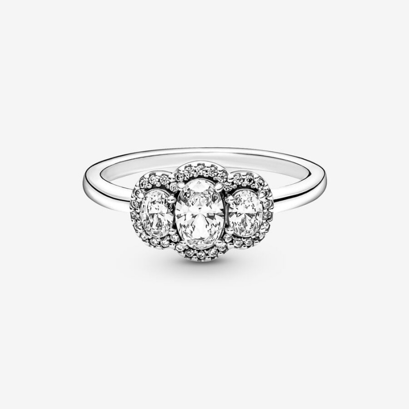 Sterling Silver Pandora Three Stone Vintage Statement Rings | AHCZJB-420