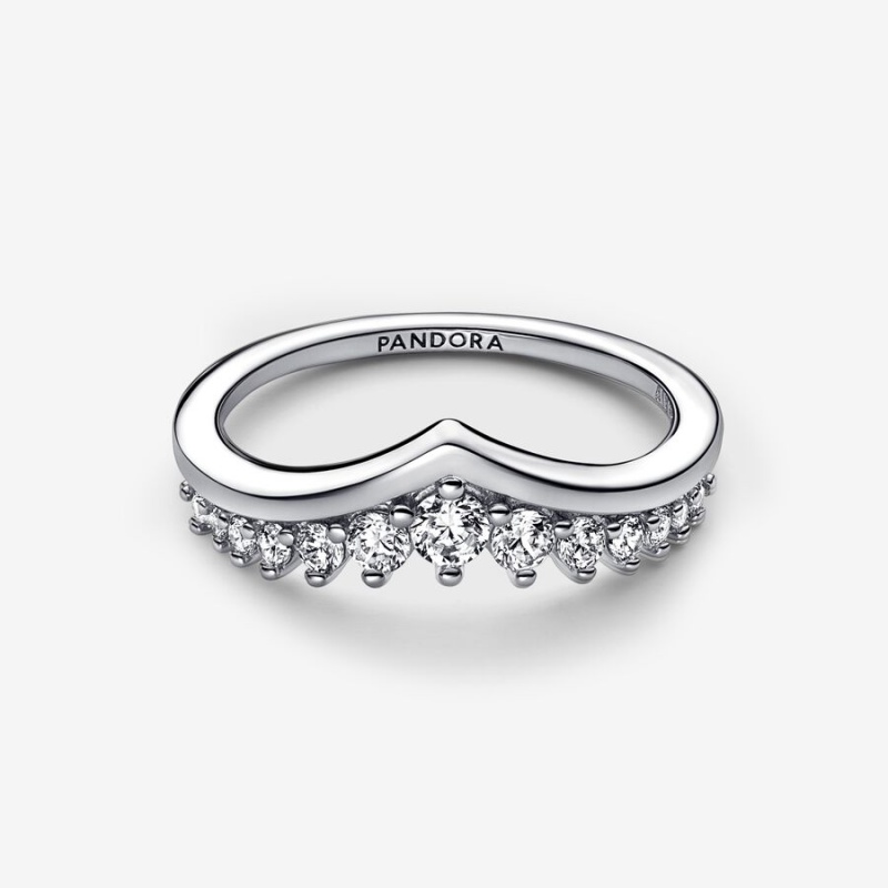 Sterling Silver Pandora Timeless Wish Floating Pavé Stackable Rings | YJXSMT-625